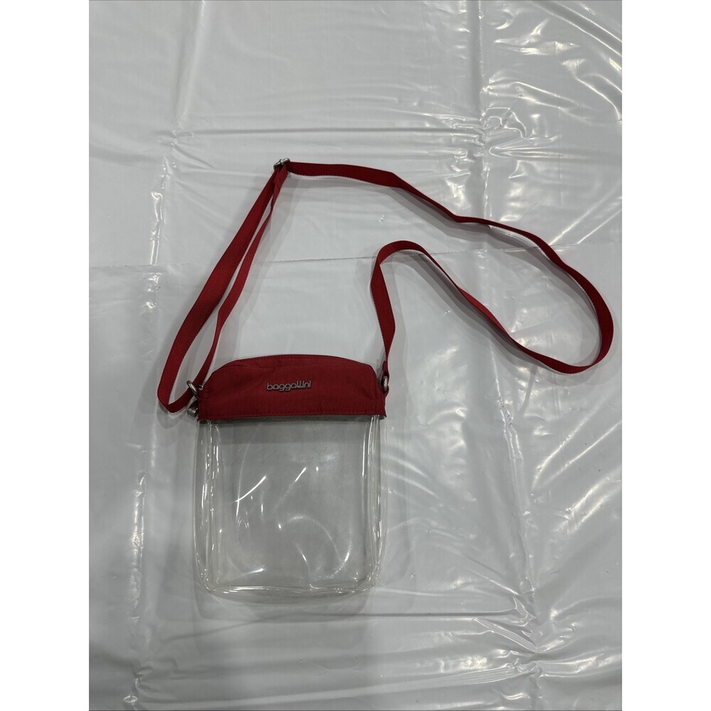 Baggallini Bag Womens Red Clear Pocket Adjustable Crossbody Strap Outdoor CEB252